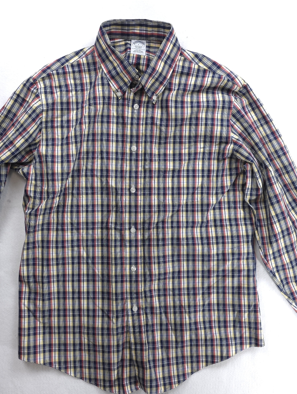 Brooks Brothers Regent Fit Shirt Mens L Plaid Button Down Supima Cotton